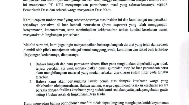 Luruskan Opini Publik, PT Non Ferindo Utama Sebut Kepulan Asap Berasal dari Mesin Non-Produksi
